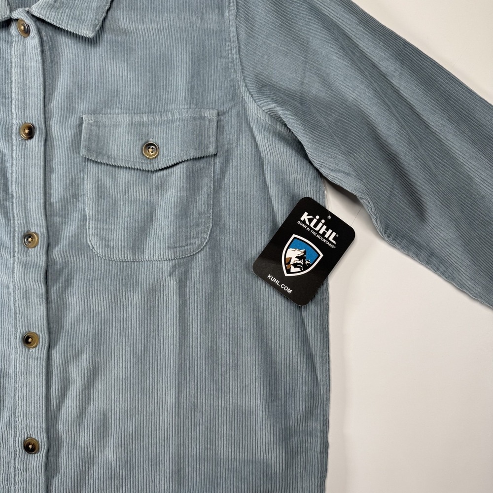 KUHL Tallula Cord Oversized Corduroy Button Up Overshirt Womens Small Blue - Picture 7 of 15